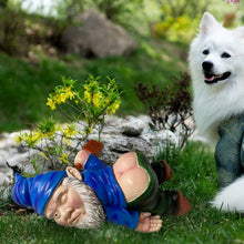 Load image into Gallery viewer, MINICAR 9.5&#39;&#39; Drunk Gnomes Statues Outdoor Decor, Funny Knome Sculptures Yard Decorations Lawn Patio Dwarf Ornament for Housewarming Mother&#39;s Father&#39;s Day Weird Garden Gift(Blue)
