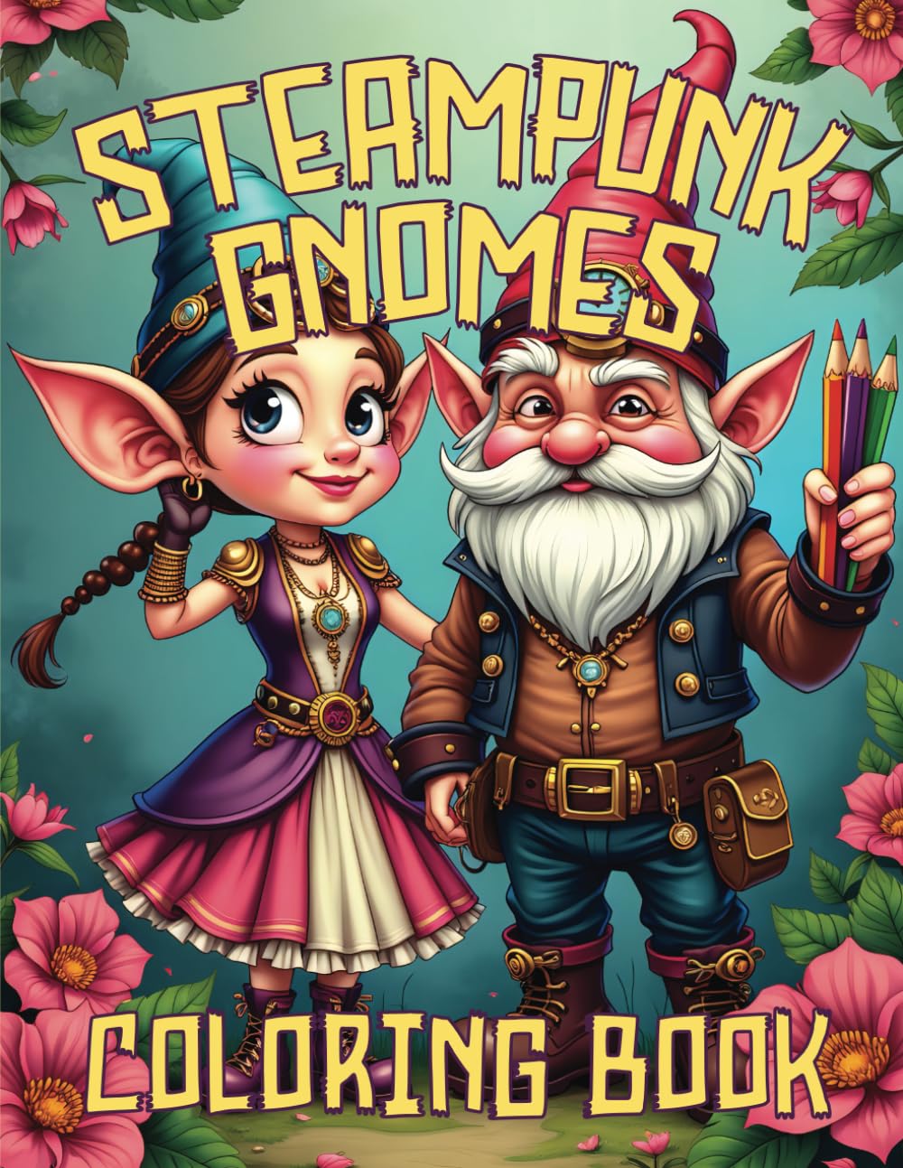 Steampunk Gnomes Coloring Book