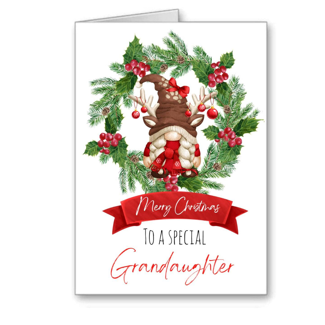 Special Granddaughter Gonk Gnome Christmas Card Merry Christmas Happy (envelope included)