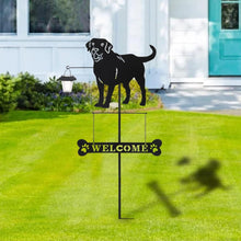 Load image into Gallery viewer, Taylor &amp; Brown Solar Labrador Silhouette Dog Breed Welcome Stakes Sign with a Lantern Light Outdoor Decorative Garden Stakes for Yard, Lawn, Patio, Pathway
