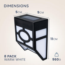 Load image into Gallery viewer, CUQOO Outdoor Solar Lights 8 Pack - Warm White, Waterproof LED Solar-Powered Lights with Advanced Technology, Rechargeable Panel, Easy Installation &amp; Energy-Saving for Gardens, Patios &amp; Fences
