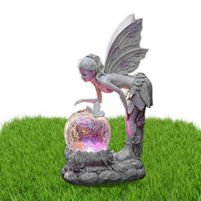 Load image into Gallery viewer, Bexdug Solar Fairy Sculptures | Resin Solar Angel Figurines with Solar Crackle Glass Globe Light | Fairy Solar Garden Lights for Backyard Walkway Pathway Decor

