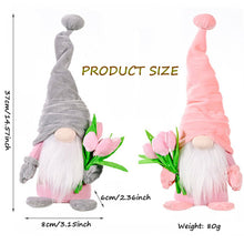 Load image into Gallery viewer, Volsha Mothers Day Gnome Gift Grey Faceless Doll Plush Elf Dwarf Doll Craft Gift with Bouquet for Mum Home Valentine&#39;s Day Toy, Mothers Day
