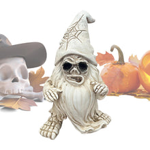 Load image into Gallery viewer, Skeleton Gnome Decor, Skull Dwarf Sculpture, Spooky Resin Statue, Retro Gothic Design, Weatherproof Outdoor Ornament, Creepy Horror Accent For Garden, Yard, Haunted House Display
