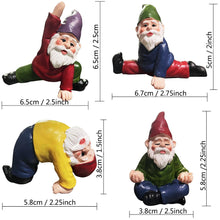 Load image into Gallery viewer, JIUMO Yoga Gnome Miniature Garden Gnome Fairy Gnomes Figurines Accessories Garden Fairy Decor for Outside Small Gnomes Dwarfs Ornaments Set of 4
