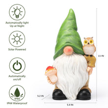 Load image into Gallery viewer, WONDHOME Garden Gnome Sculptures Statues Resin Decor Owl Mushroom Solar LED Lights Lantern Female Outdoor Gnomes Garden Figurines for Patio Yard Lawn House Farmhouse Decorations Gifts,Owl …
