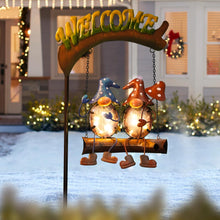 Load image into Gallery viewer, HONGLAND Solar Lights Outdoor Decor, Gnomes Swing Garden Decor, Funny Gifts for Women Mom, Gnomes Outdoor Decorations with Welcome Sign for Front Porch Patio
