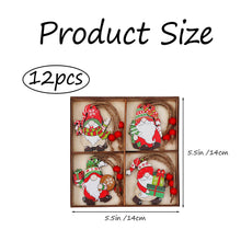 Load image into Gallery viewer, Rumyve 12 Pcs Christmas Decorations - Colorful Wooden Gnome Pendants for Tree, Festive Hanging Ornaments, Holiday Gnome Crafts, Party Decor, Children's (Style B)

