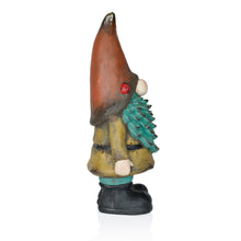 Load image into Gallery viewer, Alpine Corporation MCC856SLR Solar Vintage Gnome Holding Lamp Garden Ornament Statuary wOrange Hat, Multi-Color
