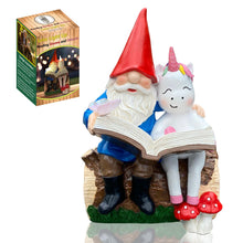 Load image into Gallery viewer, 8&#39;&#39; Gnome And Unicorn Reading Book Staue,Garden Gnomes Outdoor Statues for Garden Decor with Solar Butterfly Light,Birthday Gifts for Grandpa,Gnomes Decorations for Yard Patio Lawn Ornament Decoration
