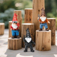 Load image into Gallery viewer, WONDHOME 6.8&quot; Funny Garden Gnome Statues with Gun Naughty Black Gnome Figurine for Patio Lawn Yard Art Outdoor Decorations Father&#39;s Day Birthday Halloween Christmas Gardening Gift for Dad Mom
