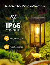 Load image into Gallery viewer, VIIIVA Solar Lights Outdoor, 4 Pack Solar Garden Lights Tungsten Glow, Warm White, 800mAh, IP65 Waterproof Auto On/Off Lighting for Garden, Patio, Path, Lawn
