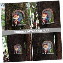 Load image into Gallery viewer, Happyyami Dwarf Figurine Resin Tree Decor Iron Window Hanging Garden Gnome Doll Home Ornament
