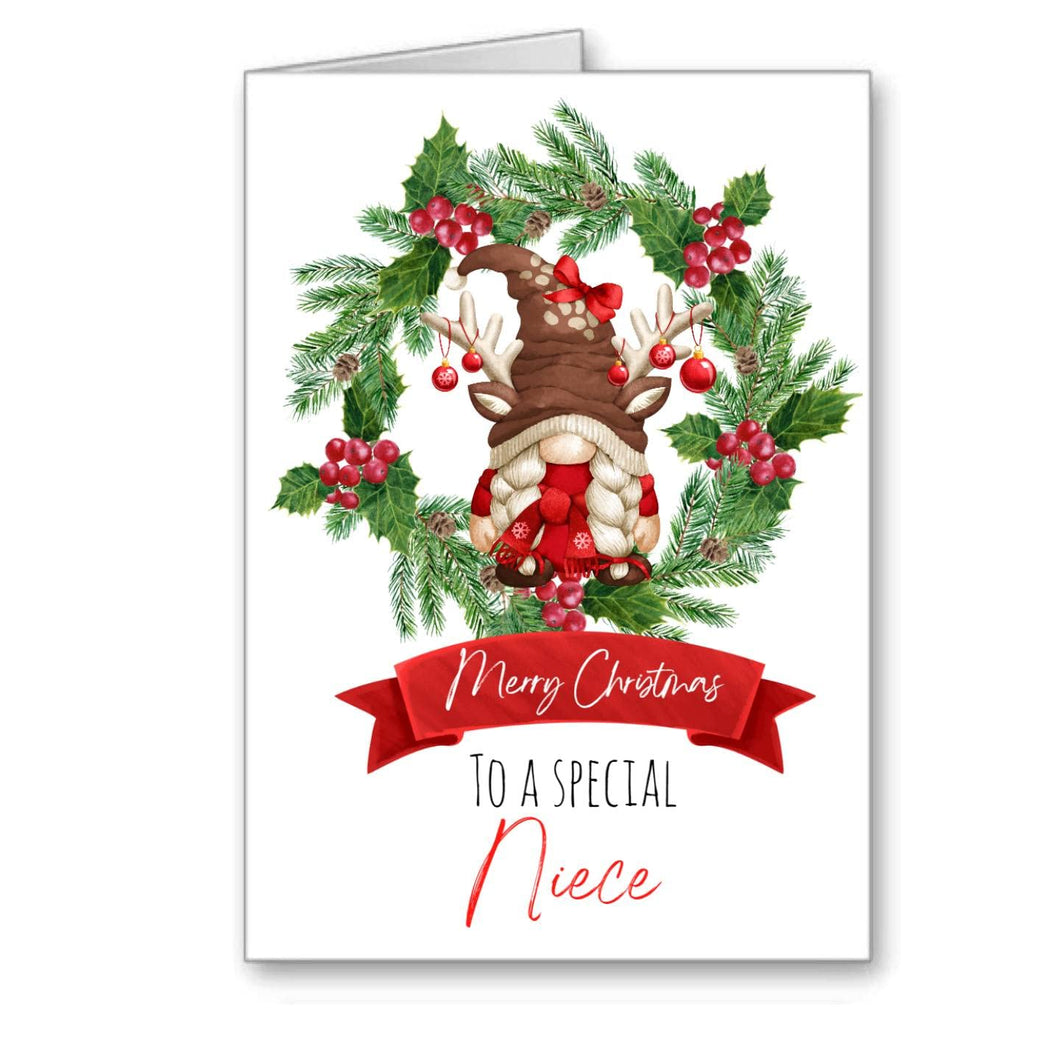 Gonk Gnome Niece Christmas Card Merry Happy (envelope Included)