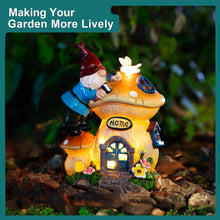 Load image into Gallery viewer, ZQQLITE Garden Gnome Statues Figurine Lights - Solar Powered Lighting Outdoor Decorations, Gnome Build Mushroom House, Yard Art Lawn Ornaments for Porch Patio Balcony - Gnome Gifts for Women Mom
