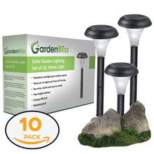 Load image into Gallery viewer, Solar Garden Lights for Outdoor – 10 Brightest Light Set - Transform Your Paths, Garden, Flowerbeds, Borders and Drive - Easy NO Wires Install - Double Waterproof Seal - Stylish Design and 30cm Tall
