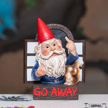Load image into Gallery viewer, Angry Middle Finger Gnome Garden Statue - Wacky Fantasy Naughty Gnome Figurine Flipping Off Guests - Resin Home Wall Tree Hanging Decor
