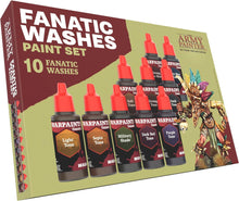 Load image into Gallery viewer, The Army Painter, Warpaints Fanatic Washes Paint Set, 10 x 18 ml Acrylic Paints - Model Paint Washes and Shades for Miniature Models, Warhammer &amp; Dnd miniatures
