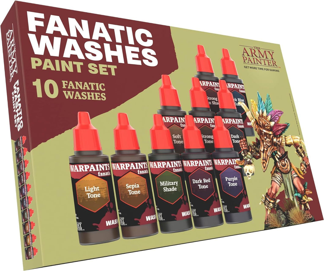 The Army Painter, Warpaints Fanatic Washes Paint Set, 10 x 18 ml Acrylic Paints - Model Paint Washes and Shades for Miniature Models, Warhammer & Dnd miniatures
