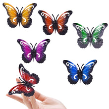 Load image into Gallery viewer, Karjiaja 6 PCS Metal Garden Butterfly Wall Art Hanging Butterfly Decoration Outdoor Garden Butterfly Ornaments Fence Hangers Butterfly Wall Sculptures for Indoor Sheds Walls Fences Home Patio Yards
