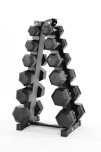 Load image into Gallery viewer, Equipped Gym - Weights Dumbbells Set With A Shaped 6 Tier Rack Stand. 5kg-25kg Pairs Cast Iron Gym Weights. Gym Equipment For Home And Commercial Use For Both Men And Women
