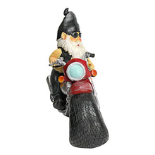 Load image into Gallery viewer, Design Toscano QM7512103 Axle Grease the Biker Garden Gnome Motorcycle Statue, 33 cm, Polyresin, Full Color
