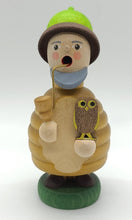 Load image into Gallery viewer, Rudolphs Schatzkiste Forest gnome owl incense man Christmas figurine Seiffen 10cm Ore Mountains NEW
