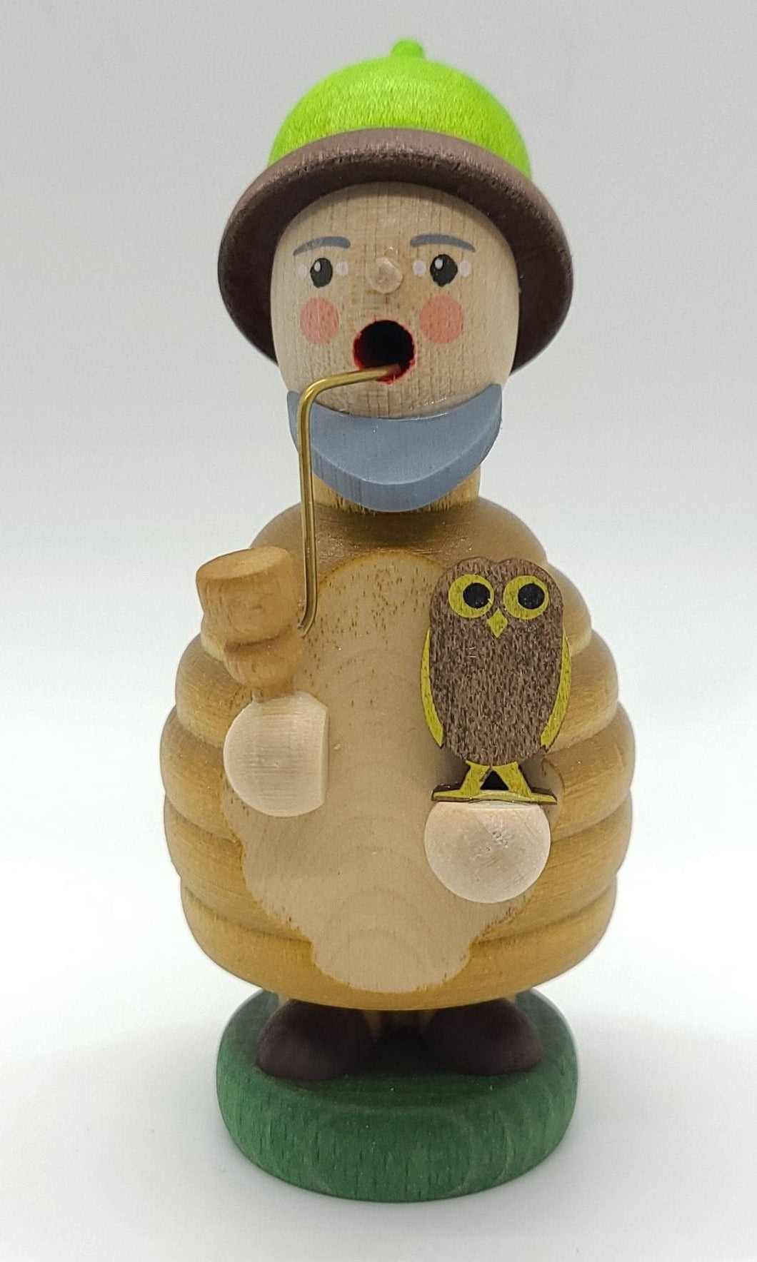 Rudolphs Schatzkiste Forest gnome owl incense man Christmas figurine Seiffen 10cm Ore Mountains NEW
