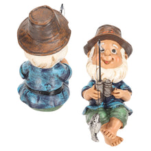 Load image into Gallery viewer, Jenngaoo Fishing Gnome Garden Statue - Heavy Duty Resin Outdoor Decor, Weatherproof Dwarf Sculpture for Pond, Patio, Flower Beds (10cm Rustic Design)
