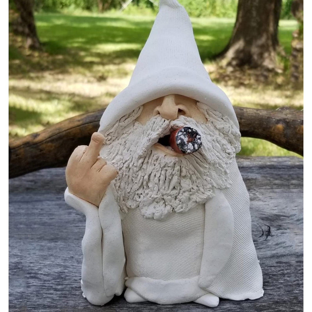 Tirifer 3D Dwarves Wizard Gnome, Polyresin Outdoor Middle Finger Gnome Statue, Garden Figurine Art Decoration for Lawn Yard Balcony Porch Patio