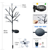 Load image into Gallery viewer, Solar Lights for Outdoor Garden, 2 Pack 16 LED Solar Branches Outdoor, Solar Light Garden Lights with Cherry Blossoms for Patio, Balcony Decoration - White Light
