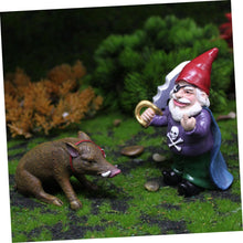 Load image into Gallery viewer, Happyyami 1set Creative Pirate Gnome Resin Figurine Pig Statues for Garden Decoration Unique Outdoor Ornament for Halloween and Holiday Decor
