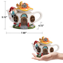 Load image into Gallery viewer, twinbling Mushroom Fairy House Garden Decor Solar Light – Outdoor Gnome Statue with Squirrel, Resin Teapot Decorative Figurine for Patio, Lawn, Yard &amp; Balcony, for Women, Mom, and Home
