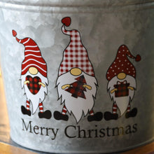 Load image into Gallery viewer, Fyne-Finds Merry Christmas Tin Pail Gnome Gonk 18cm, 7inch Plant Pot Handles 2.6L Festive Planter Decor Xmas Gift (2)
