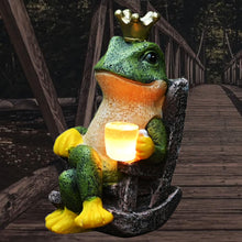 Load image into Gallery viewer, Gardenfans Miniature Frog Garden Statue with Solar Light Home Decor Fairy Garden Accessories Frog Decor for Patio, Balcony, Yard, Lawn Bedroom 2.3&quot;x3.3&quot;x5&quot;
