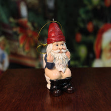 Load image into Gallery viewer, Funny Gnome Christmas Ornament, Inappropriate Hanging Decor for Tree, White Elephant Gift for Adults, 1.75 x 1.2 x 3.3 (Gnome on Toilet)
