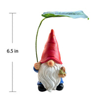 Load image into Gallery viewer, WSHMZYHOME Garden Gnome with Red Hat and Leaf Umbrella, Decorative Outdoor Statue, White Beard
