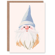 Load image into Gallery viewer, Wee Blue Coo Greeting Card Surprised Gonk Garden Gnome Soft Pastel Colour Blank For Him Or Her Art Xmas Christmas Card

