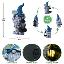 Load image into Gallery viewer, Yeomoo Solar Gnome with Lantern Garden Ornaments - Outdoor Welcome Decor for Balcony Yard Porch Lawn Resin Waterproof Accessories - Housewarming Gifts for Women Mum Wife
