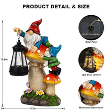 Load image into Gallery viewer, C&amp;Y&amp;G&amp;X Solar Garden Gnome, Mushroom Design with Bright Solar Lantern,Cute Gnome Garden Decor
