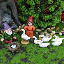 Load image into Gallery viewer, Fairy Tale Garden Accessories, Miniature Gnome Statue and Large White Goose Statue 9 Pieces Set, Garden Gnome Statue for Planter Decoration, Home Decoration, Fairy Tale Garden
