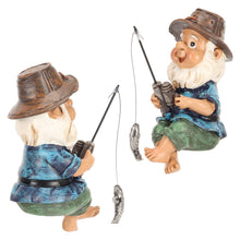 Load image into Gallery viewer, Atyhao Fishing Gnome Garden Statue, Resin Gnome Dwarf Figurine Ornament for Lawn Yard Balcony Porch Patio Flowerpot Decoration
