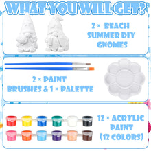Load image into Gallery viewer, Poen 2 Pack Beach Summer Ready to Paint Your Own Gnome Statues, 4 Inches Mini Blank Ceramics to Paint Unpainted Gnome Figurines Crafts DIY Arts for Farmhouse Gift Decor (Beach Style)
