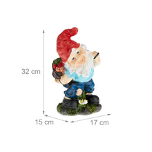 Load image into Gallery viewer, Relaxdays Garden Gnome with Basket, Weatherproof, Frost Resistant, 32 x 17 x 15 cm, Figurine, Polyresin, Multicoloured
