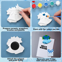 Load image into Gallery viewer, Simgoing 24 Sets Winter Ceramic Painting Kit Include 24 Unpainted Ceramics with Acrylic Paints Paintbrushes Palettes Magnets DIY Ceramic Figurines Gnome Snowflake Snowman Ready to Paint Ceramics Set
