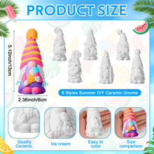 Load image into Gallery viewer, Arrowbash 6 Pcs Summer Ceramics to Paint Ready to Paint Your Own Gnome Statues 5.12 Beach Theme Paintable Figurines DIY Unpainted Ceramics Plaster Crafts Kit with Brush Palette Paint
