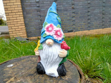 Load image into Gallery viewer, Divas World Flower Hat Gonk Gnome Statue Garden Outdoor Ornaments Decoration Patio Lawn Unique Great Gift (Blue)
