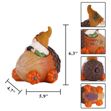 Load image into Gallery viewer, Garden Statue Gnome Figurine, Resin Gnome Truck Decoration Funny Gnomes Pumpkin Ornaments Autumn Decor for Patio
