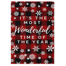 Load image into Gallery viewer, Christmas Red Buffalo Plaid Flags Double Sided 28x40 IN Winter Snowflake Garden Flag Large Outdoor Flag The Most Wonderful Time House Yard Xmas Holiday Decorations
