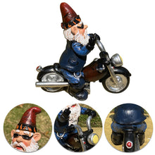 Load image into Gallery viewer, nezababy Garden Gnomes Decorations Funny Riding Motorcycle Naughty Sculpture Statue Outdoor Yard Lawn Decor Resin, Black
